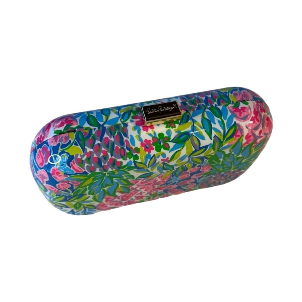 Lilly Pulitzer Glossy Floral Hard Clamshell Clutch in Pink Blue Green